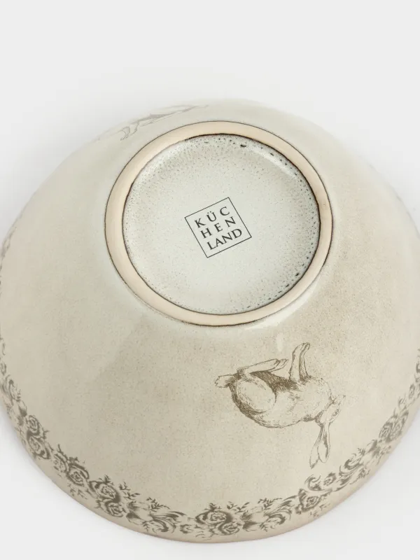 Салатник, 15х8 см, Заяц с цветами, Rustic Easter, image-4