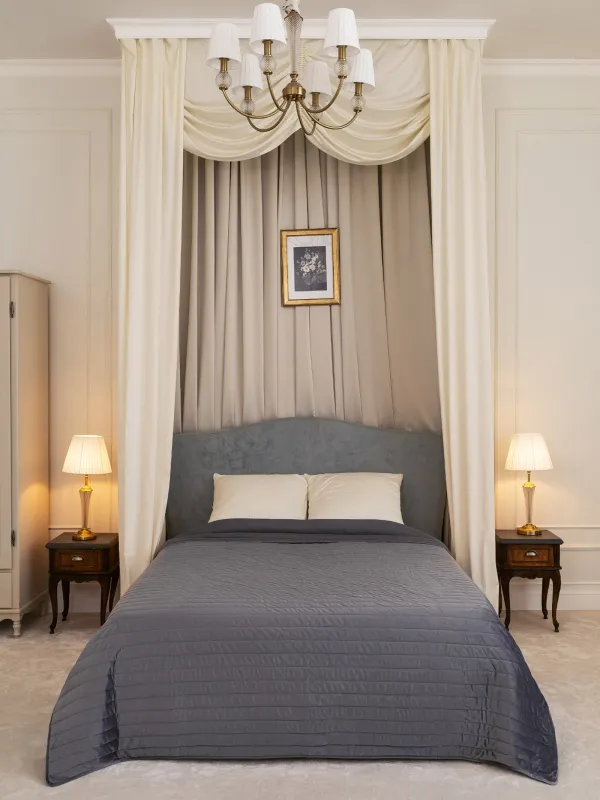 Төсек жапқыш, 220х240 см, сырылған, барқыт/микрофибра, сұр, Stitch velvet, image-0