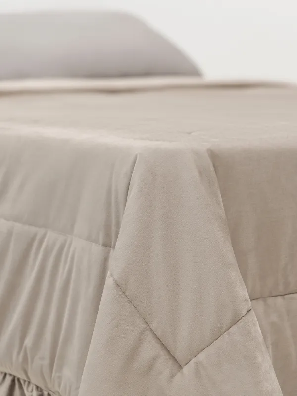 Төсек жапқыш, 220х240 см, сырылған, барқыт/микрофибра, мокко, желбіршектері бар, Stitch velvet, image-2