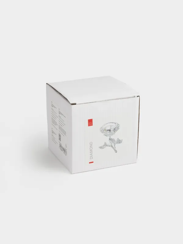 Шам ұстағыш, 9 см, шай/жіңішке шамға арналған, аяқты, хрусталь шыны/металл, Гүл, Diamond, image-7