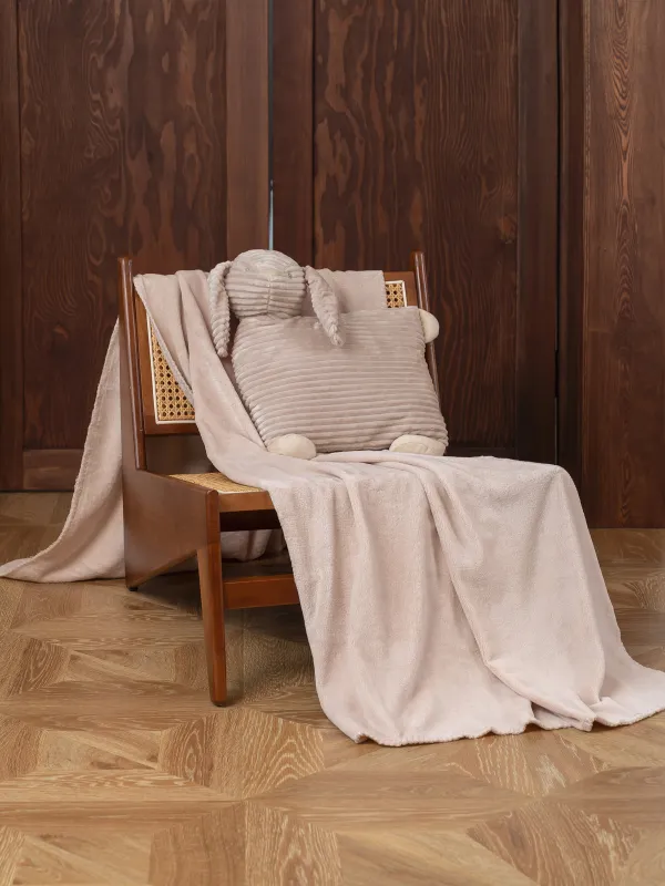 Жастығы бар жамылғы, 130х210 см, жүн/плюш, сарғылт-қоңыр, Қоян, Plush animals, image-4