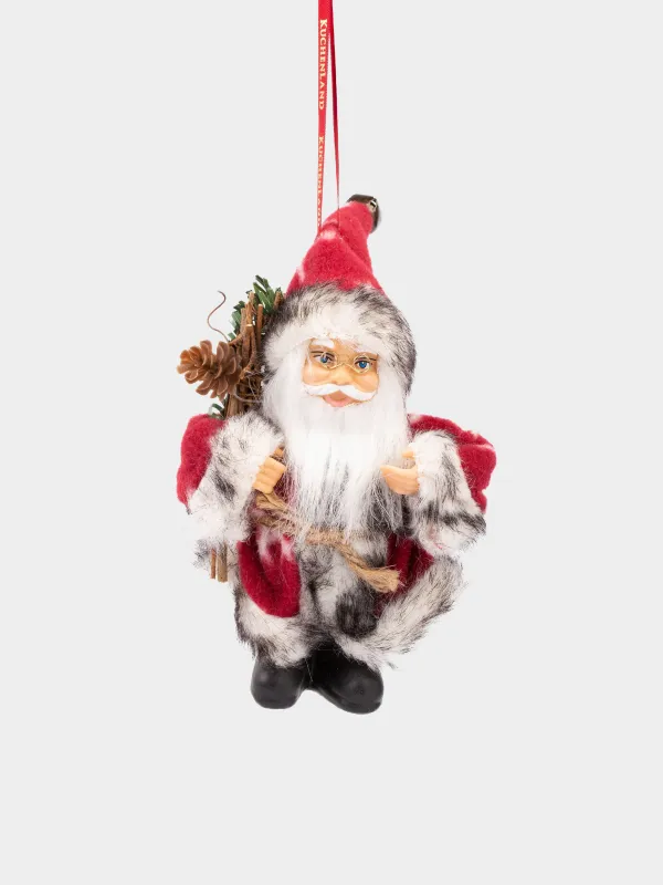 Шырша ойыншығы, 13 см, пластик/полиэстер, қызыл, Шыршасы бар үлбір киген Аяз ата, Magic time, image-0