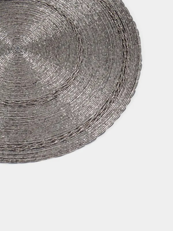 Аспаптарға арналған майлық, 36 см, моншақтар, дөңгелек, қою сұр, Shiny beads, image-3