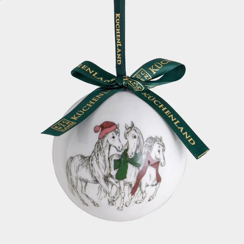 Игрушка елочная, 7 см, пенопласт, Шар, Три коня, Ball print