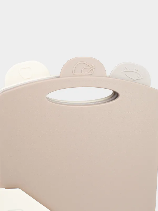 Доска разделочная, 31х20 см, 3 шт, в подставке, пластик, бежевая/коричневая, Soft kitchen, image-2