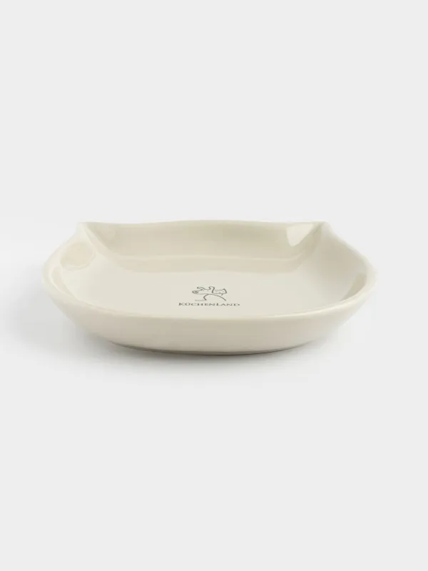 Миска для животных, 14х13 см, 100 мл, плоская, керамика, серая, Кот, Whiskers, image-1