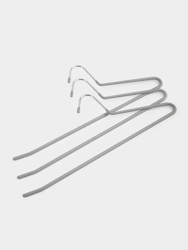 Вешалка-плечики для брюк/юбок, 36 см, 3 шт, металл с покрытием, серая, Colorful house, image-1