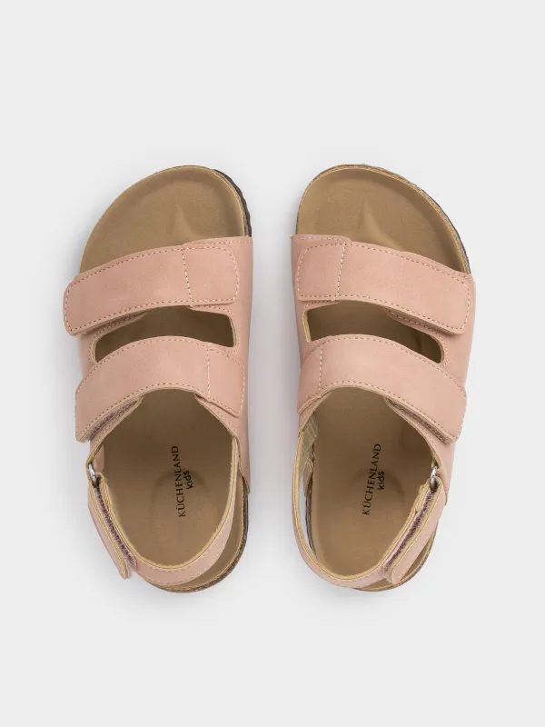 Балаларға арналған сандалдар, өлшемі 27, қыздарға арналған, жабысқышы бар, жасанды күдері, қызғылт, Suede kids, image-7