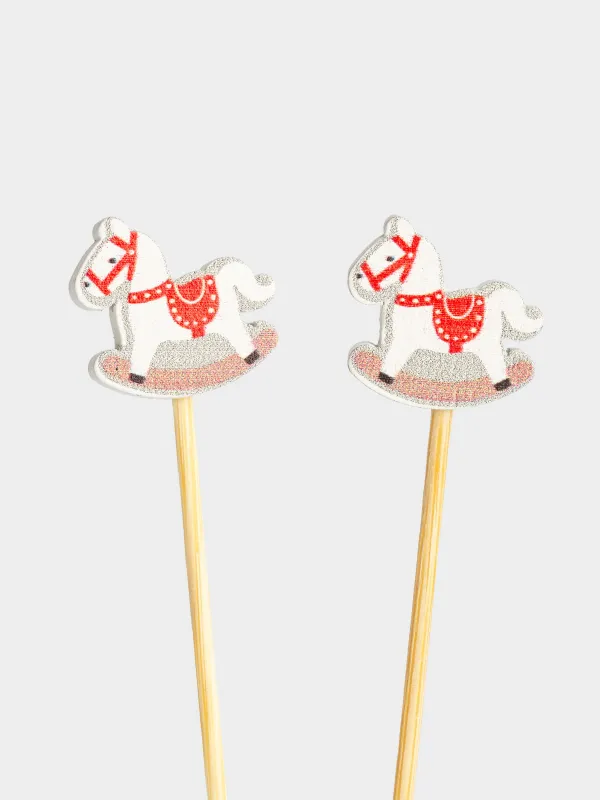 Шпажка для канапе, 9 см, 20 шт, бамбук, бело-красная, Лошадка-качалка, Elegant details, image-2