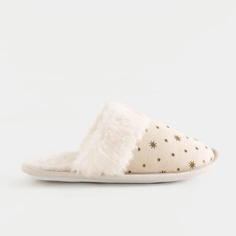 Балалар тәпішкелері, үйге арналған, өлшемі 27, микрофибра/жасанды үлбір, сарғылт-қоңыр, Жұлдыздар, Downy joy