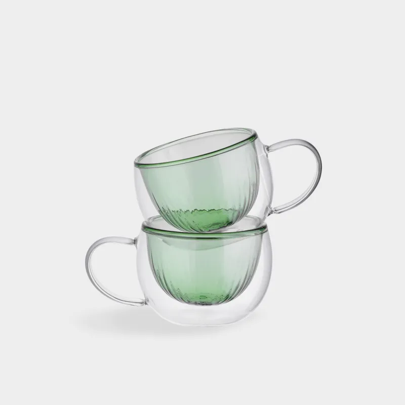 Кружка, 300 мл, 2 шт, стекло Б, зеленая, Air color