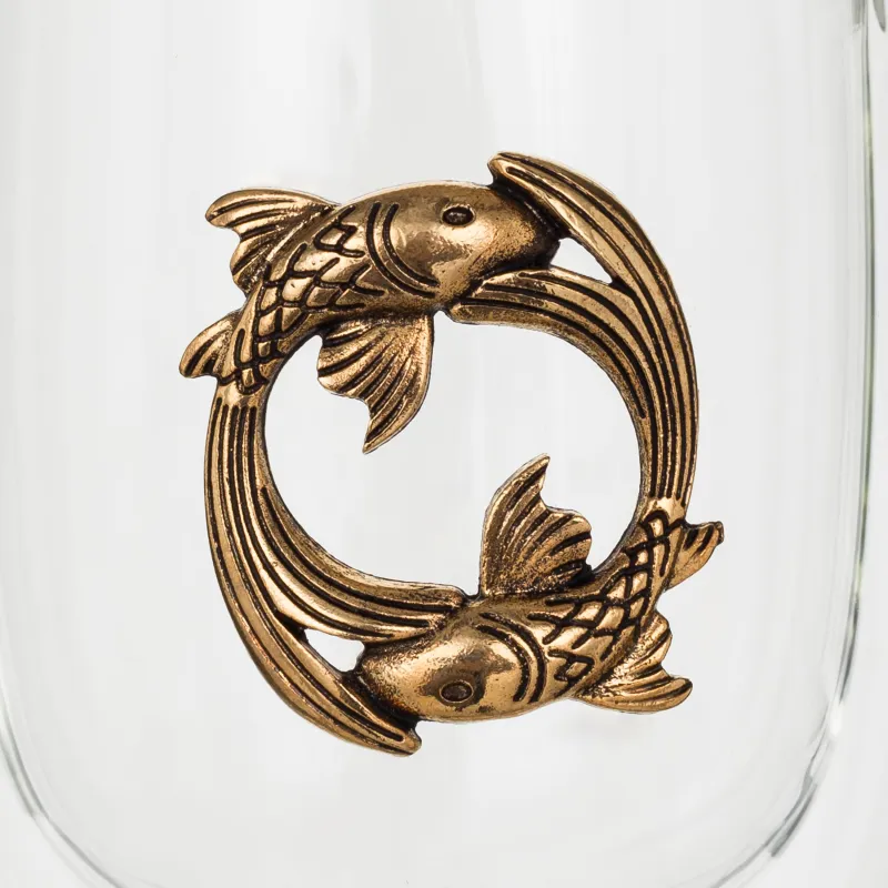 Саптыаяқ, 350 мл, металлдан жасалған шыны, алтын, Балықтар, Air zodiac, image-5