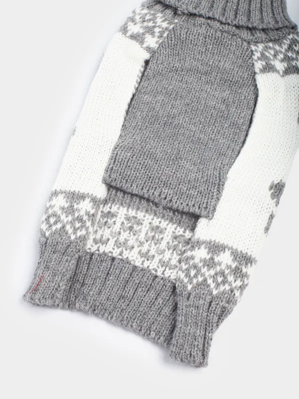 Жануарлар свитері, 32 см, өлшемі S, акрил, сұр және ақ, Бұғы, Fashion pet, image-3