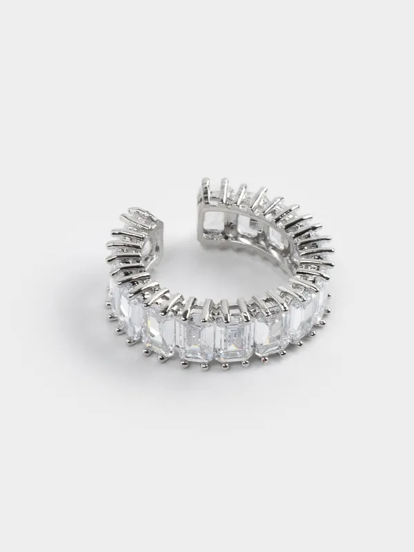 Сақина, ө. S-M, бір өлшем, металл/шыны, күміс, Кристалдар, Mineral, image-2