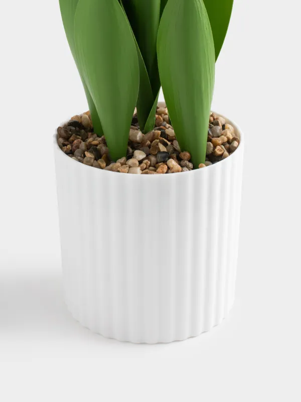 Жасанды өсімдік, 39 см, құмырада, полиуретан/поливинилхлорид, Күлгін қызғалдақтар, Tulip garden, image-1