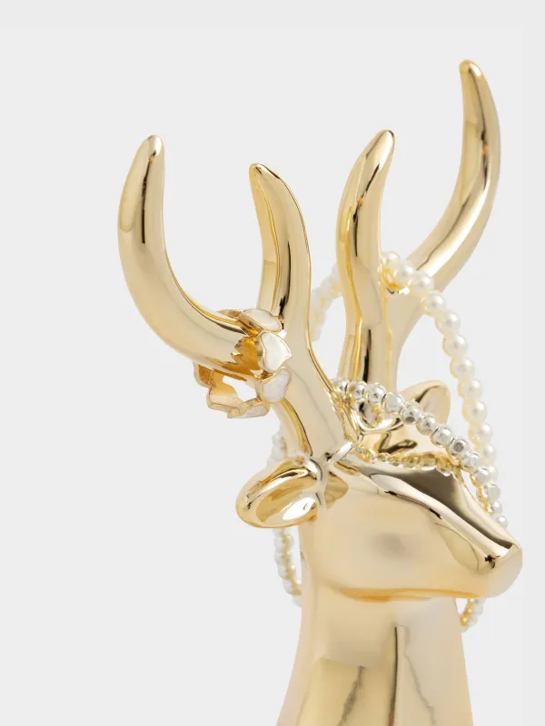 Держатель для украшений, 14 см, фарфор P, золотистый, Олень, Deer gold, image-3