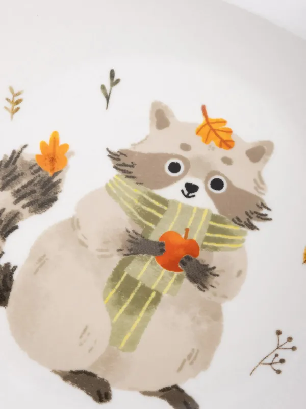 Ыдыс-аяқ жинағы, балаларға арналған, 1 адам, 3 зат, фарфор N, ақ, Жануарлар мен жапырақтар, Forest animals, image-4