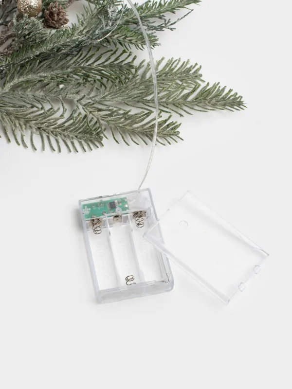 Сәндік композиция, 60 см, жарықтандырылған, пластик, Шампан жидектері мен қылқан инелер, Conifer champagne, image-4