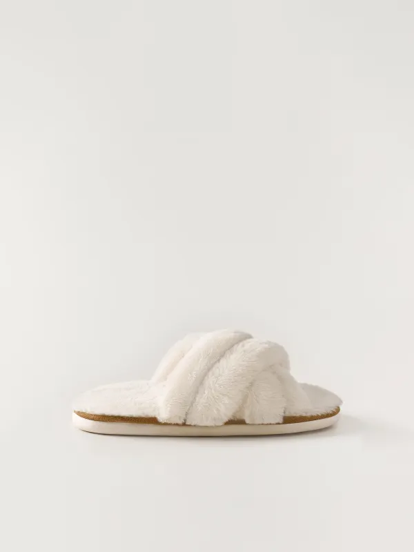 Әйелдер тәпішкелері, үйге арналған, өлшемі 40-41, жасанды үлбір, сүт түстес, Tape, image-0