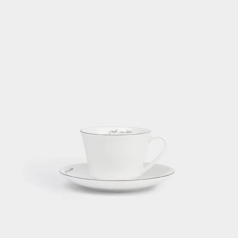 Шай жұбы, 1 адам, 2 зат, 250 мл, фарфор N, ақ, Just one love, Lovely story