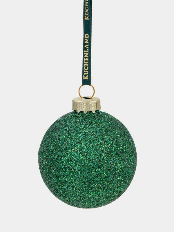 Набор елочных игрушек, 6 см, 6 шт, стекло, зеленый, Шар, Ball sparkle, image-2