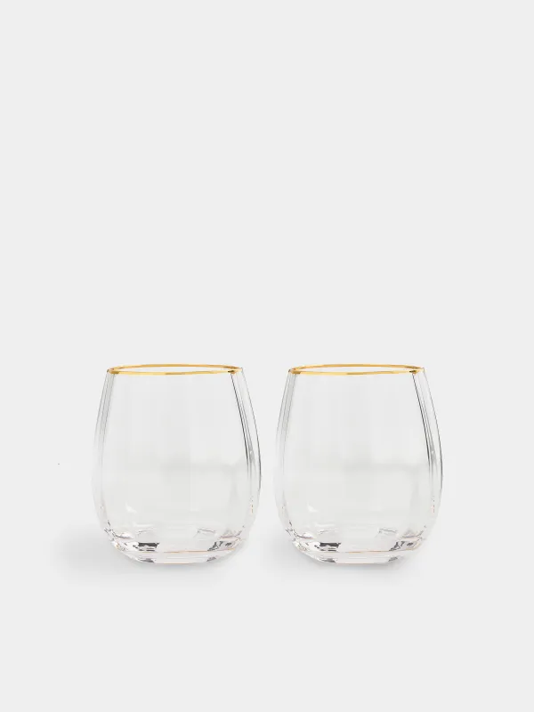 Стақан, 10 см, 450 мл, 2 дана, шыны Р, алтын жиегі бар, Filo R gold, image-0