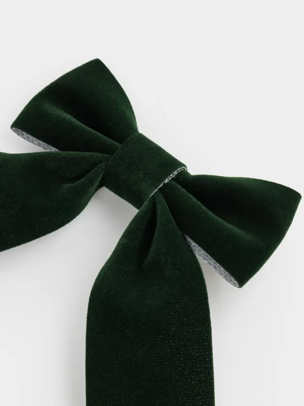 Сәндік әшекей, 15 см, қыстырғышы бар, полиэстер, жасыл, Бантик, Bow velvet, image-2