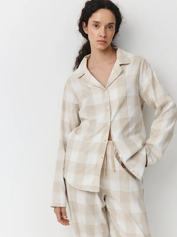 Әйелдерге арналған костюм, үйге арналған, өлшемі S, шалбармен, мақта, сарғылт-қоңыр және сүт түстес, Тор, Stacey, image-0