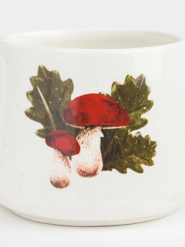 Кружка, 430 мл, керамика D, молочная, в крапинку, Листья и грибы, Fungi, image-4