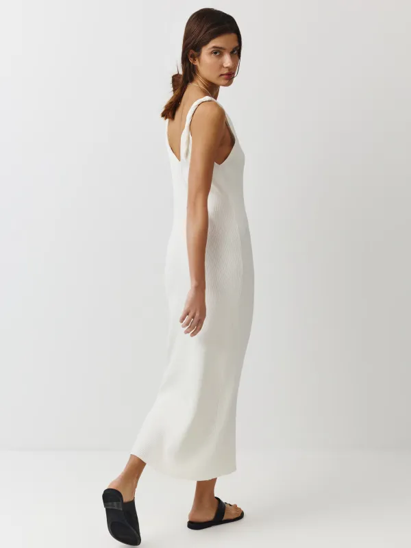 Әйелдер көйлегі, макси, өлшемі S, белдіктері бар, вискоза/нейлон, сүт түстес, Anselma, image-3