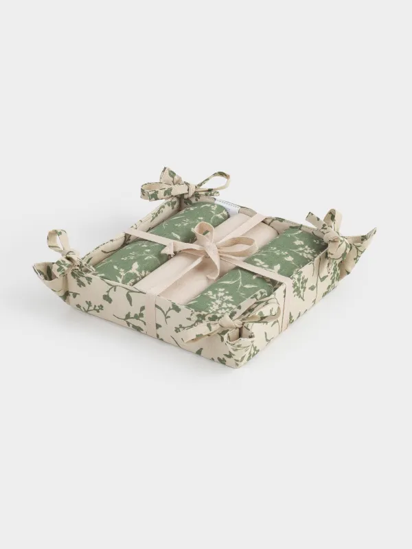 Полотенце кухонное, 40х60 см, 3 шт, в хлебной корзине, хлопок, Сухоцветы, Meadow, image-0