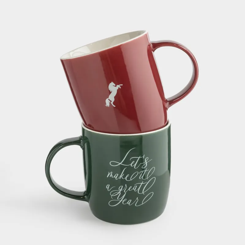 Саптыаяқ, 360 мл, 2 дана, фарфор N, қою қызыл/жасыл, Жаңа Жылдық микс, Magic moments