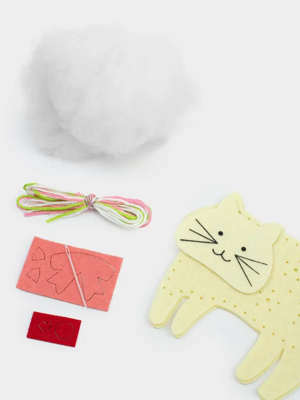 Шығармашылық жиынтығы, 13х15 см, қолөнер, салпыншақ, киіз/мақта, Мысық, Creativity, image-2