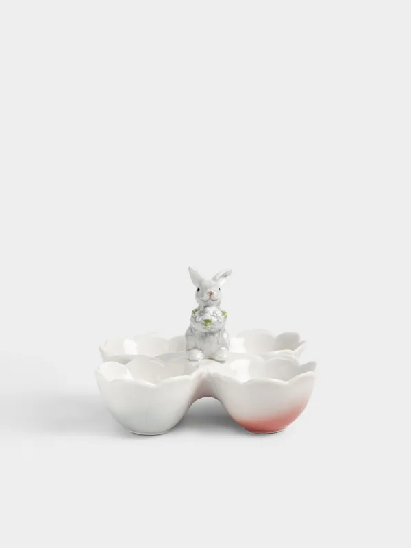 Блюдо пасхальное, 16х12 см, 4 отд, фарфор P, молочное, Кролик, Easter, image-0