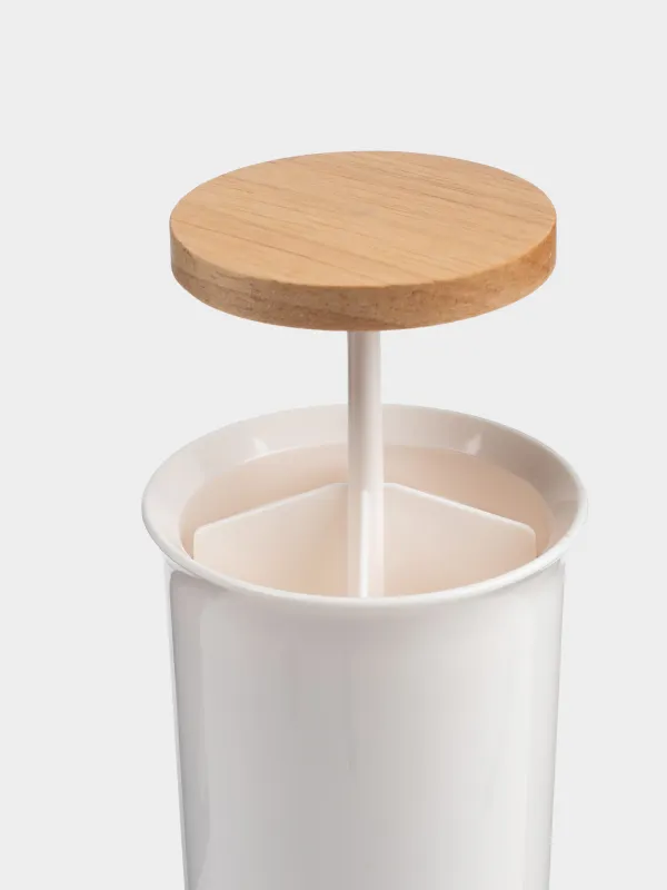 Мақта тампонының контейнері, 12 см, пластик/резеңке ағаш, ақ, White style, image-5