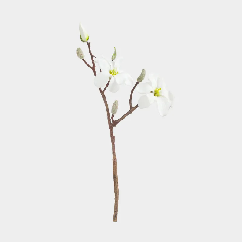Ветка декоративная, 45 см, пластик/металл, Белая магнолия, Magnolia, image-0
