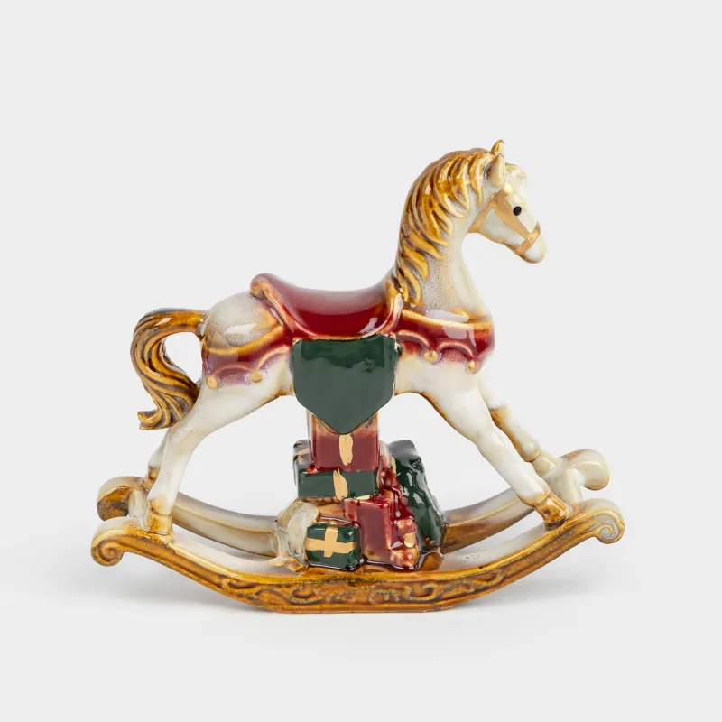 Мүсінше, 13 см, керамика, Сыйлықтары бар тербелетін ат, Christmas miracle classic