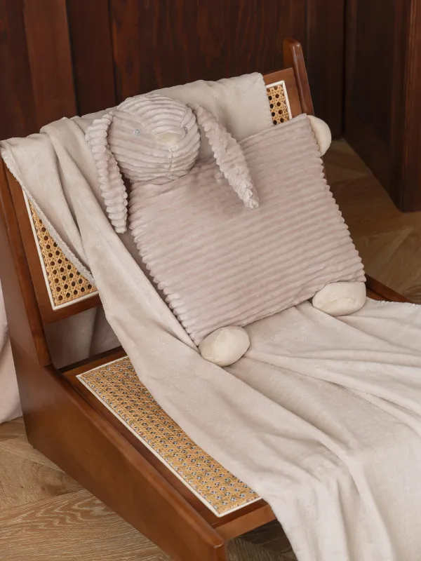 Жастығы бар жамылғы, 130х210 см, жүн/плюш, сарғылт-қоңыр, Қоян, Plush animals, image-7