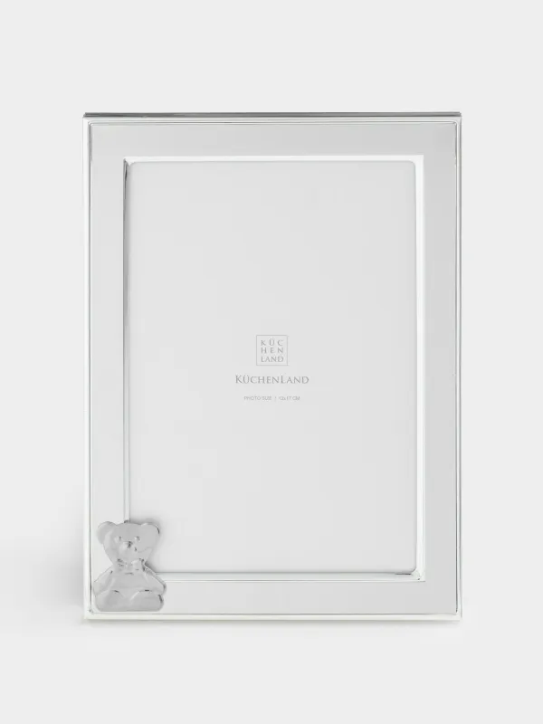 Фоторамка, 15х20 см, металл/стекло, молочная, Мишка, Gallery, image-1