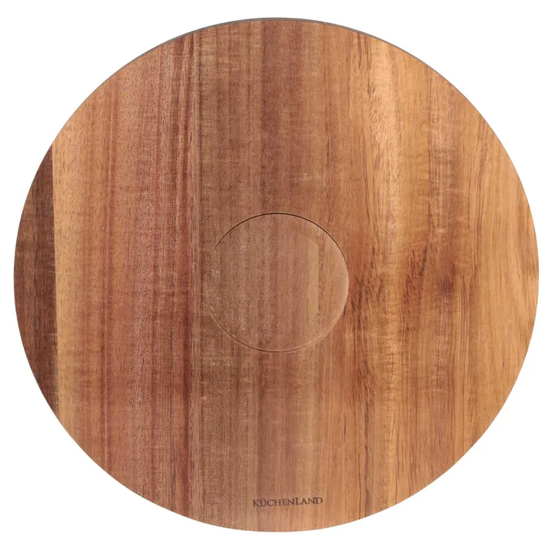 Блюдо для закусок, 30 см, с пиалой, вращающееся, дерево/форфор P, Noble tree, image-1