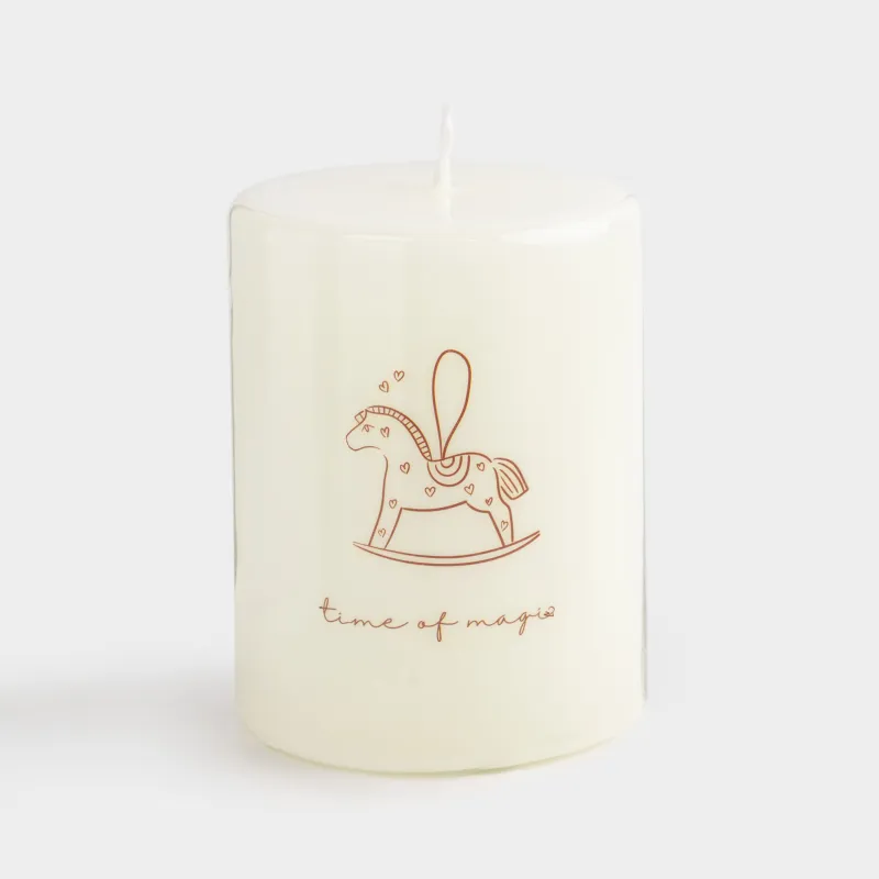 Шам, 7х9 см, цилиндрлік, сүт түстес, Жылқы, Antique horse