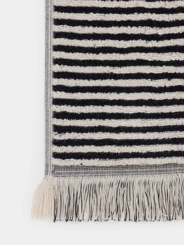 Полотенце, 40х60 см, хлопок, черно-бежевое, Полосы, Striped cotton, image-5