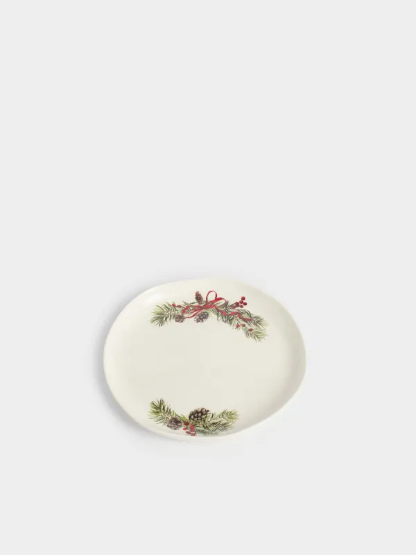 Тарелка закусочная, 19 см, фарфор N, белая, Шишки и рябина, Rowan delice, image-2