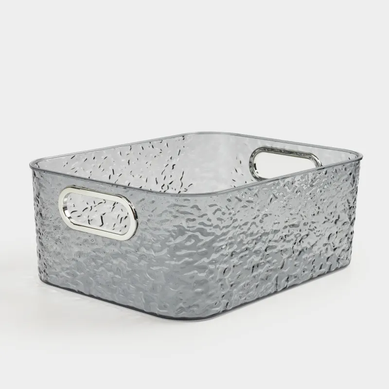 Жәшік-органайзер, 27х21х10 см, шаруашылық, тұтқалары бар, пластик, сұр, Renaissance clear