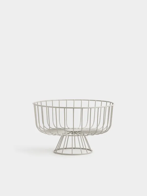 Жеміс себеті, 28х18 см, аяқты, металл, сұр және сарғылт-қоңыр, Twist beige, image-0