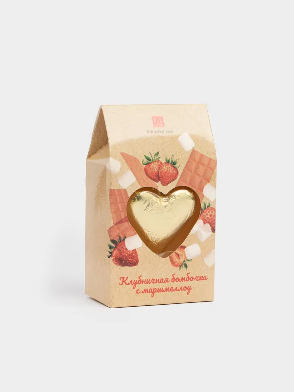 Шоколад, 35 гр, пішінді, маршмеллоу қосылған, бомба, құлпынай, Жүрек, Sweet shape, image-0