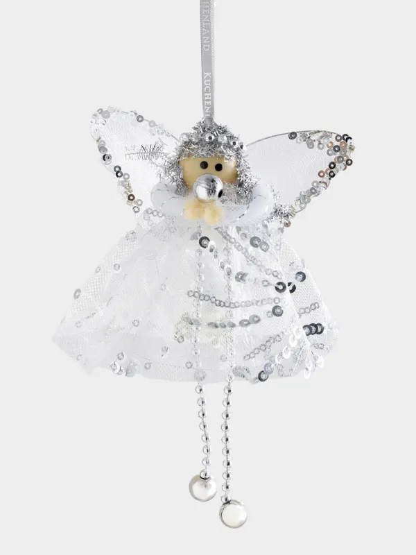 Игрушка елочная, 18 см, пластик/полиэстер, серебристая, Девочка в платье, Sweet girl, image-0