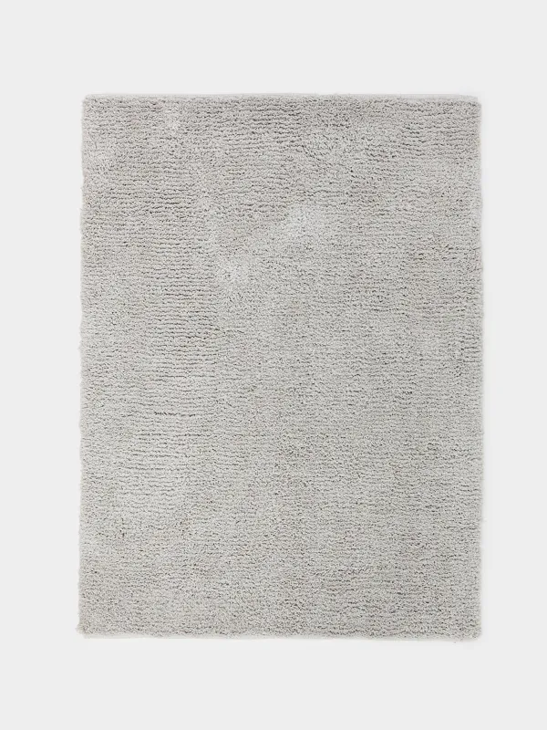 Кілем, 150х210 см, полиэстер / мақта, сұр, Пушистый қадалар, Монотон, image-0
