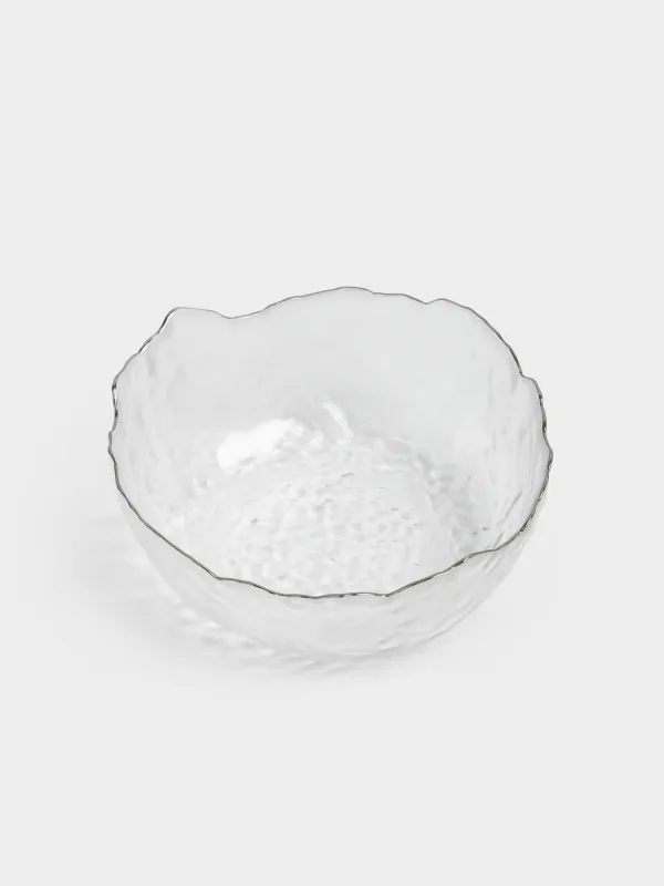 Салатник, 20х9 см, 1,1 л, стекло, с серебристым кантом, Nautilus silver, image-1