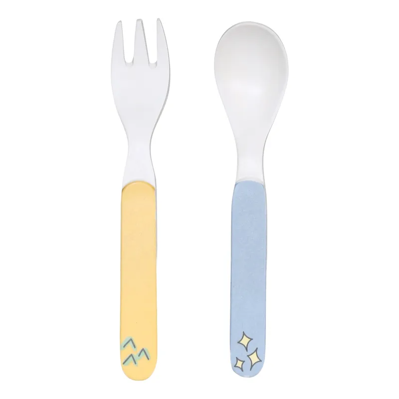 Ыдыс-аяқ жиынтығы, балалар, 5 пр, бамбук, сары-көк, Динозавр, Дино, image-1